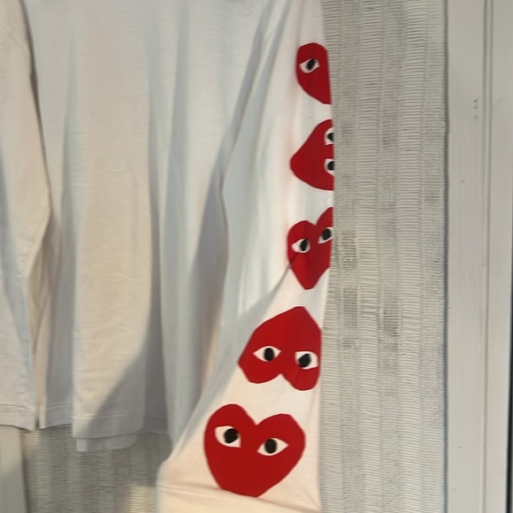 PLAY comme des garçons white t shirt with hearts size L - Picture 4 of 6